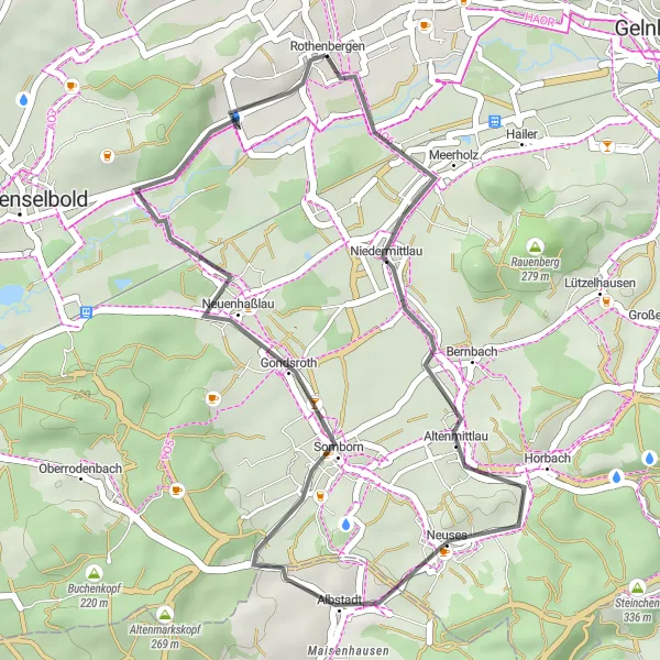 Karten-Miniaturansicht der Radinspiration "Rundtour durch Niedermittlau und Gondsroth" in Darmstadt, Germany. Erstellt vom Tarmacs.app-Routenplaner für Radtouren