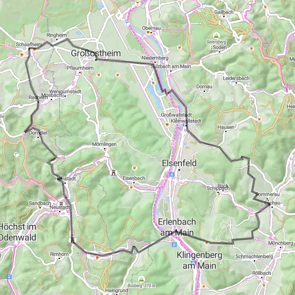 Karten-Miniaturansicht der Radinspiration "Kultur und Natur entlang des Mains" in Darmstadt, Germany. Erstellt vom Tarmacs.app-Routenplaner für Radtouren