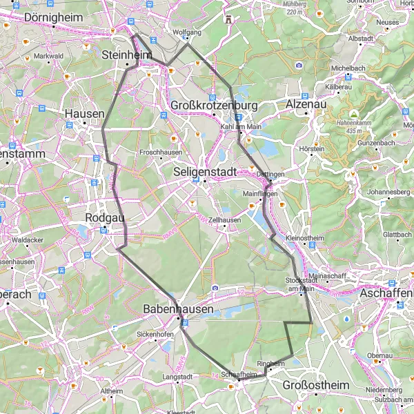 Karten-Miniaturansicht der Radinspiration "Rhein-Radweg bis Hanau" in Darmstadt, Germany. Erstellt vom Tarmacs.app-Routenplaner für Radtouren