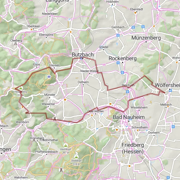 Map miniature of "Södel-Marienruh-Hausberg Loop" cycling inspiration in Darmstadt, Germany. Generated by Tarmacs.app cycling route planner