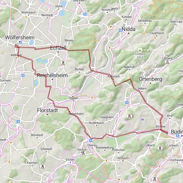 Karten-Miniaturansicht der Radinspiration "Gravel-Rundweg um Södel" in Darmstadt, Germany. Erstellt vom Tarmacs.app-Routenplaner für Radtouren