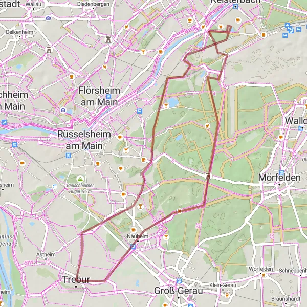 Karten-Miniaturansicht der Radinspiration "Gravel-Rundtour durch den Rhein-Main-Kreis" in Darmstadt, Germany. Erstellt vom Tarmacs.app-Routenplaner für Radtouren