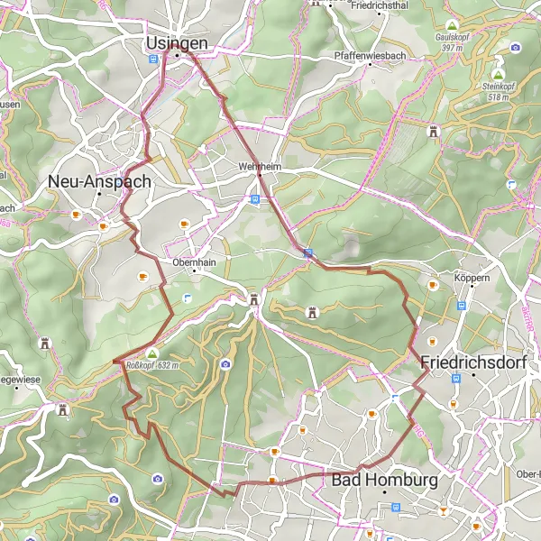 Map miniature of "The Gravel Adventure" cycling inspiration in Darmstadt, Germany. Generated by Tarmacs.app cycling route planner