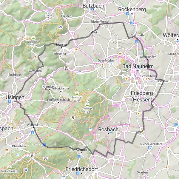 Map miniature of "Scenic Road Tour" cycling inspiration in Darmstadt, Germany. Generated by Tarmacs.app cycling route planner