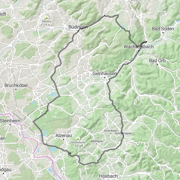 Map miniature of "Road Cycling Discovery" cycling inspiration in Darmstadt, Germany. Generated by Tarmacs.app cycling route planner