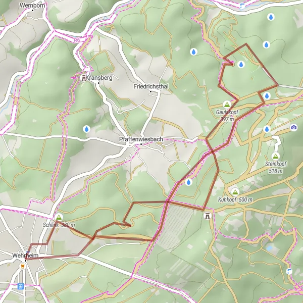 Karten-Miniaturansicht der Radinspiration "Entspannte Runde um Wehrheim" in Darmstadt, Germany. Erstellt vom Tarmacs.app-Routenplaner für Radtouren