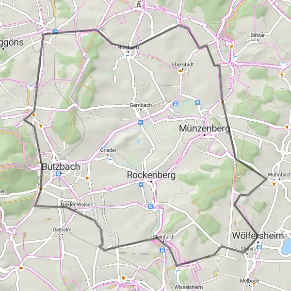 Map miniature of "Road Cycling in the Energetic Countryside" cycling inspiration in Darmstadt, Germany. Generated by Tarmacs.app cycling route planner