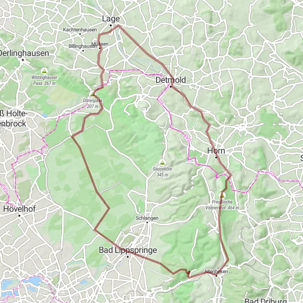 Karten-Miniaturansicht der Radinspiration "Rundtour durch Detmold und Umgebung" in Detmold, Germany. Erstellt vom Tarmacs.app-Routenplaner für Radtouren