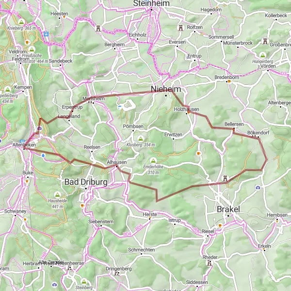 Karten-Miniaturansicht der Radinspiration "Tour um Altenbeken und Umgebung" in Detmold, Germany. Erstellt vom Tarmacs.app-Routenplaner für Radtouren