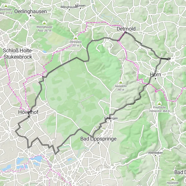 Karten-Miniaturansicht der Radinspiration "Tour durch das Paderborner Land" in Detmold, Germany. Erstellt vom Tarmacs.app-Routenplaner für Radtouren