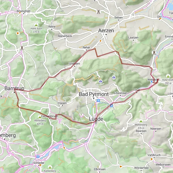 Karten-Miniaturansicht der Radinspiration "Entspannte Graveltour durchs Lipperland" in Detmold, Germany. Erstellt vom Tarmacs.app-Routenplaner für Radtouren