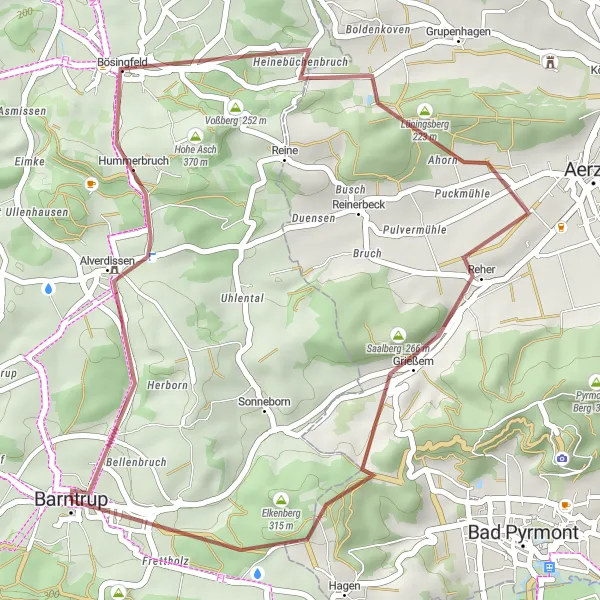 Map miniature of "Hidden Trails" cycling inspiration in Detmold, Germany. Generated by Tarmacs.app cycling route planner