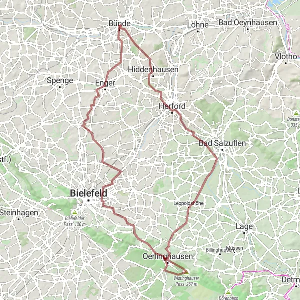 Map miniature of "The Gravel Odyssey" cycling inspiration in Detmold, Germany. Generated by Tarmacs.app cycling route planner