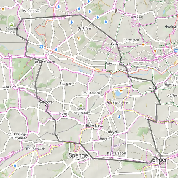 Map miniature of "Road Route: Adventures Around Detmold" cycling inspiration in Detmold, Germany. Generated by Tarmacs.app cycling route planner