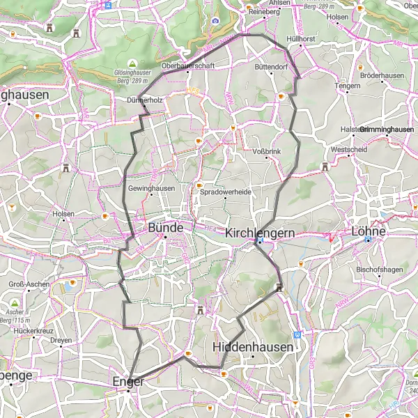 Karten-Miniaturansicht der Radinspiration "Naturerlebnis im Nordosten" in Detmold, Germany. Erstellt vom Tarmacs.app-Routenplaner für Radtouren
