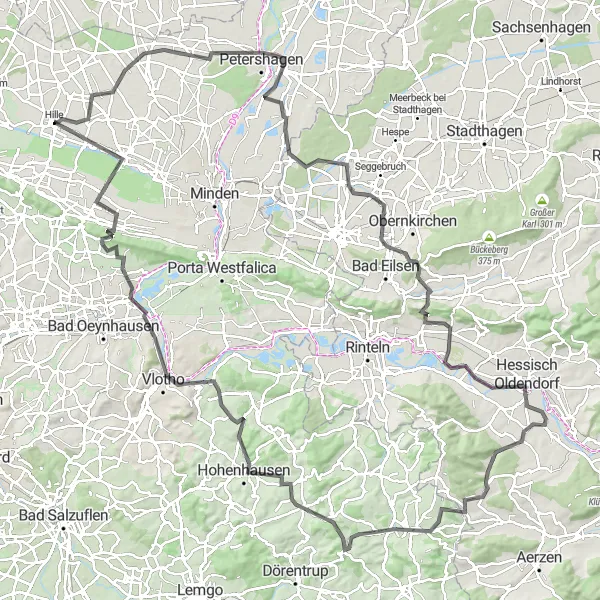 Map miniature of "Detmold Road Adventure" cycling inspiration in Detmold, Germany. Generated by Tarmacs.app cycling route planner