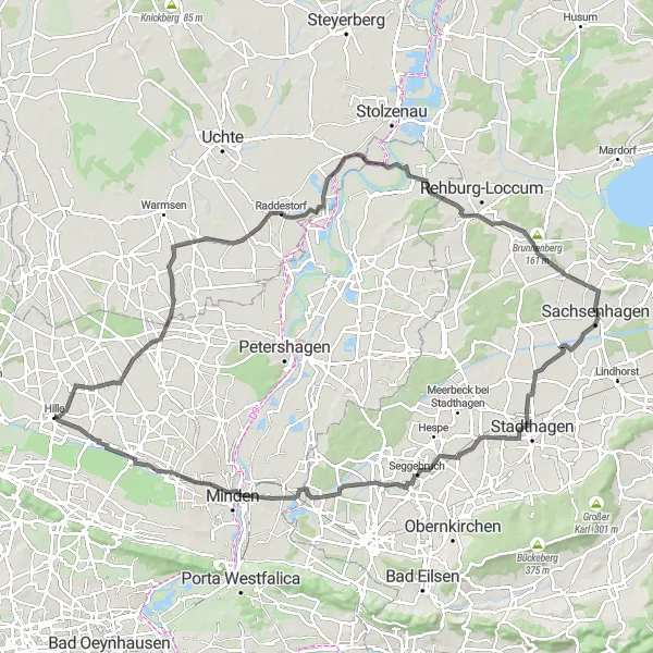 Map miniature of "Lakes and Castles" cycling inspiration in Detmold, Germany. Generated by Tarmacs.app cycling route planner