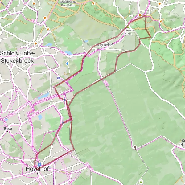 Map miniature of "Detmold Gravel Loop" cycling inspiration in Detmold, Germany. Generated by Tarmacs.app cycling route planner