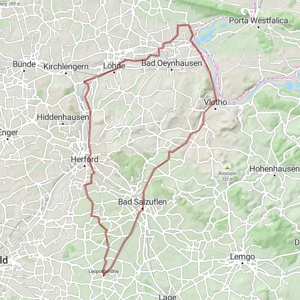 Map miniature of "Luttenberg Loop" cycling inspiration in Detmold, Germany. Generated by Tarmacs.app cycling route planner