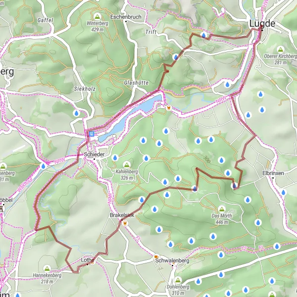 Map miniature of "Großer Pulskopf Tour" cycling inspiration in Detmold, Germany. Generated by Tarmacs.app cycling route planner