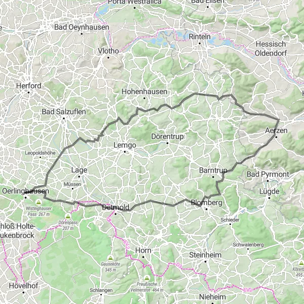 Map miniature of "Detmold - Schwöbber Castle Loop" cycling inspiration in Detmold, Germany. Generated by Tarmacs.app cycling route planner