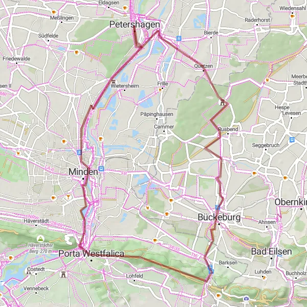 Map miniature of "Nature's Delight: Jagdschloss Mountain" cycling inspiration in Detmold, Germany. Generated by Tarmacs.app cycling route planner