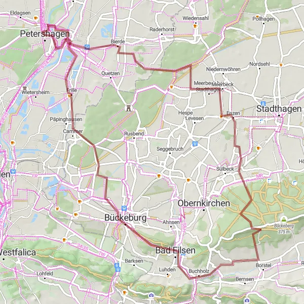 Map miniature of "Enchanting Beauty of Meerbeck and Bad Eilsen" cycling inspiration in Detmold, Germany. Generated by Tarmacs.app cycling route planner