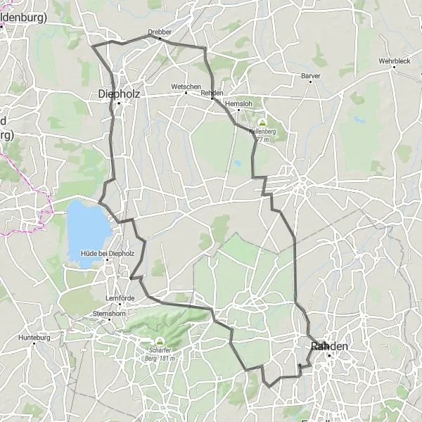 Karten-Miniaturansicht der Radinspiration "Durch idyllische Dörfer und grüne Landschaften" in Detmold, Germany. Erstellt vom Tarmacs.app-Routenplaner für Radtouren