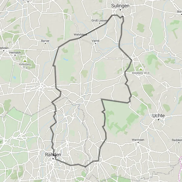 Map miniature of "Scenic Beauty of Rahden" cycling inspiration in Detmold, Germany. Generated by Tarmacs.app cycling route planner