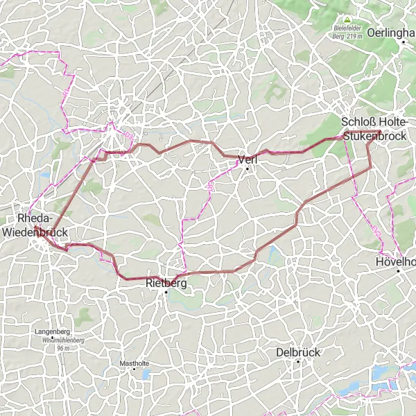 Map miniature of "Gravel Adventure" cycling inspiration in Detmold, Germany. Generated by Tarmacs.app cycling route planner