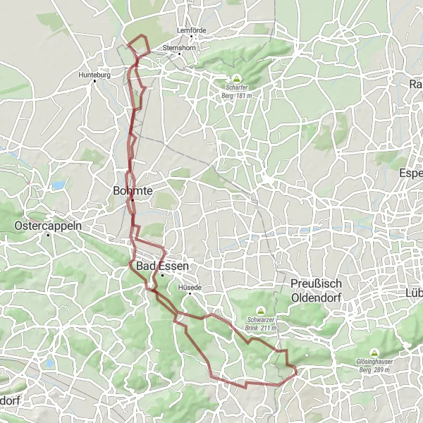 Map miniature of "The Gravel Escape" cycling inspiration in Detmold, Germany. Generated by Tarmacs.app cycling route planner