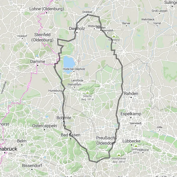 Map miniature of "Scenic Loop" cycling inspiration in Detmold, Germany. Generated by Tarmacs.app cycling route planner