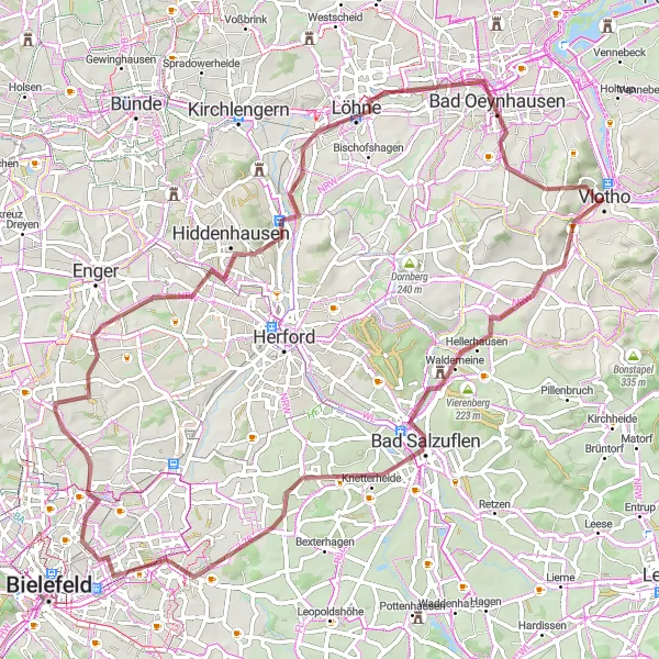 Karten-Miniaturansicht der Radinspiration "Gravel-Radtour durch Ostwestfalen" in Detmold, Germany. Erstellt vom Tarmacs.app-Routenplaner für Radtouren