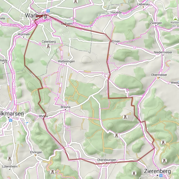 Karten-Miniaturansicht der Radinspiration "Entspannte Fahrradtour mit herrlicher Aussicht" in Detmold, Germany. Erstellt vom Tarmacs.app-Routenplaner für Radtouren