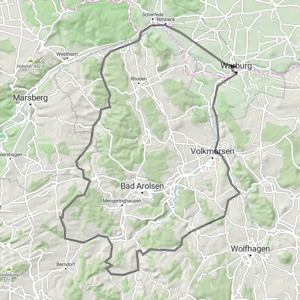 Karten-Miniaturansicht der Radinspiration "Roadtrip zu historischen Sehenswürdigkeiten und Aussichtspunkten" in Detmold, Germany. Erstellt vom Tarmacs.app-Routenplaner für Radtouren