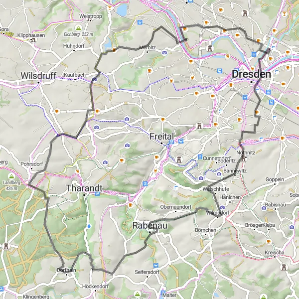 Map miniature of "Ultimate Challenge: Steinhübel to Pieschen" cycling inspiration in Dresden, Germany. Generated by Tarmacs.app cycling route planner