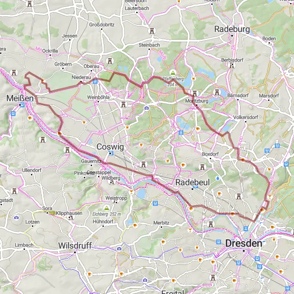 Karten-Miniaturansicht der Radinspiration "Erkundungstour durch die malerische Landschaft um Dresden" in Dresden, Germany. Erstellt vom Tarmacs.app-Routenplaner für Radtouren