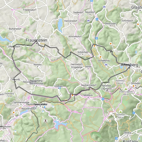 Map miniature of "Dresden Road Cycling Adventure" cycling inspiration in Dresden, Germany. Generated by Tarmacs.app cycling route planner