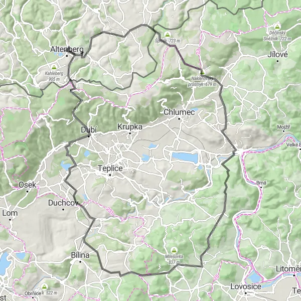 Karten-Miniaturansicht der Radinspiration "Roadtrip Geisingberg - Cinovec" in Dresden, Germany. Erstellt vom Tarmacs.app-Routenplaner für Radtouren