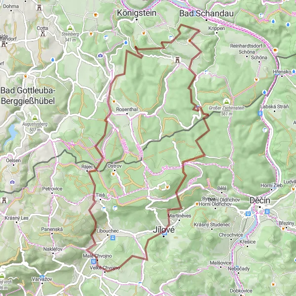 Karten-Miniaturansicht der Radinspiration "Entdeckungstour durch die Sächsische Schweiz" in Dresden, Germany. Erstellt vom Tarmacs.app-Routenplaner für Radtouren
