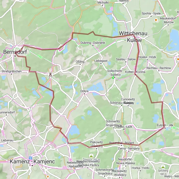 Karten-Miniaturansicht der Radinspiration "Gravel-Route von Bernsdorf" in Dresden, Germany. Erstellt vom Tarmacs.app-Routenplaner für Radtouren