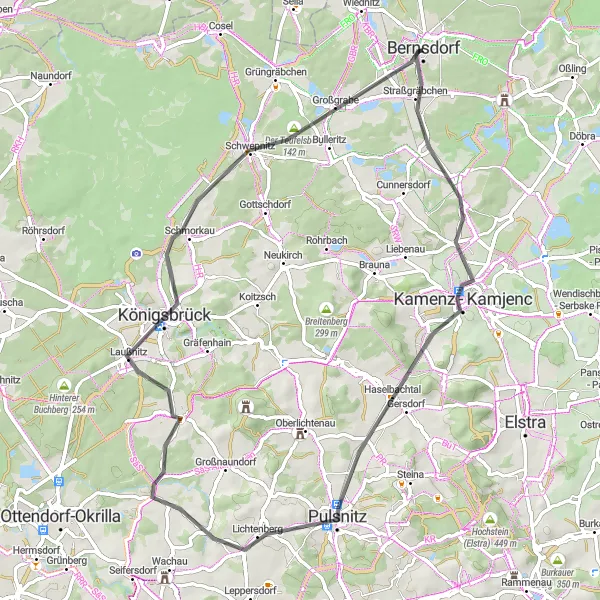 Karten-Miniaturansicht der Radinspiration "Rundtour um Bernsdorf" in Dresden, Germany. Erstellt vom Tarmacs.app-Routenplaner für Radtouren