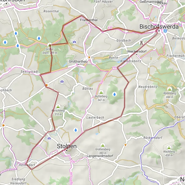 Map miniature of "Fabulous Gravel Route near Bischofswerda" cycling inspiration in Dresden, Germany. Generated by Tarmacs.app cycling route planner