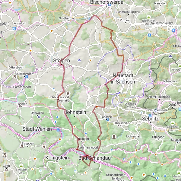 Karten-Miniaturansicht der Radinspiration "Rundtour ab Bischofswerda über Weickersdorf und Polenz" in Dresden, Germany. Erstellt vom Tarmacs.app-Routenplaner für Radtouren