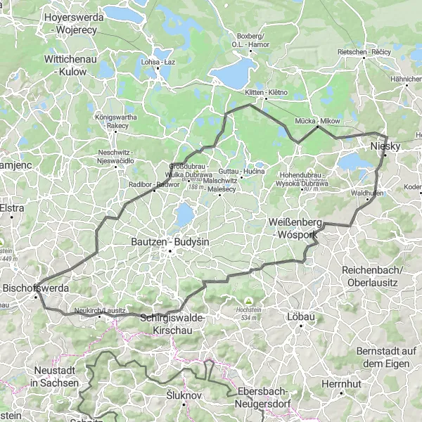 Map miniature of "The Road Cycling Adventure" cycling inspiration in Dresden, Germany. Generated by Tarmacs.app cycling route planner