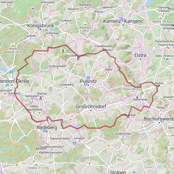 Map miniature of "Tranquil Gravel Getaway" cycling inspiration in Dresden, Germany. Generated by Tarmacs.app cycling route planner