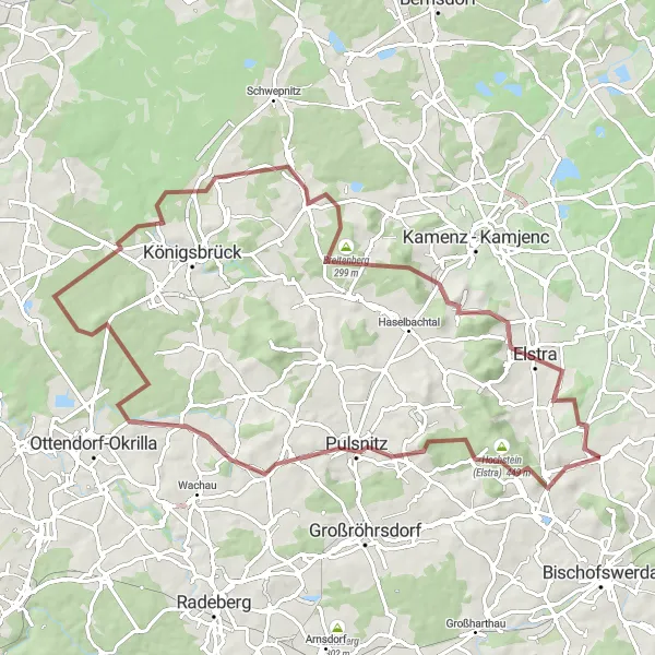 Map miniature of "Burkau Gravel Adventure" cycling inspiration in Dresden, Germany. Generated by Tarmacs.app cycling route planner