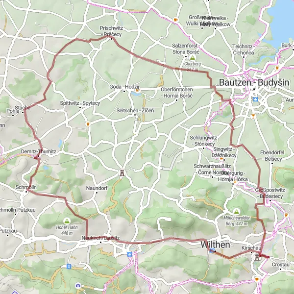Karten-Miniaturansicht der Radinspiration "Abenteuerliches Gravel-Erlebnis rund um Crostau" in Dresden, Germany. Erstellt vom Tarmacs.app-Routenplaner für Radtouren