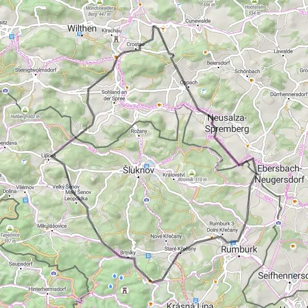 Map miniature of "Nature's Wonderland" cycling inspiration in Dresden, Germany. Generated by Tarmacs.app cycling route planner