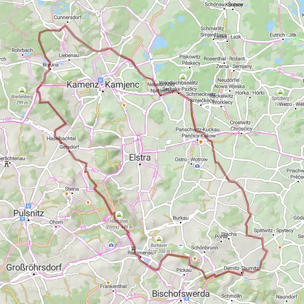 Map miniature of "Scenic Gravel Loop" cycling inspiration in Dresden, Germany. Generated by Tarmacs.app cycling route planner